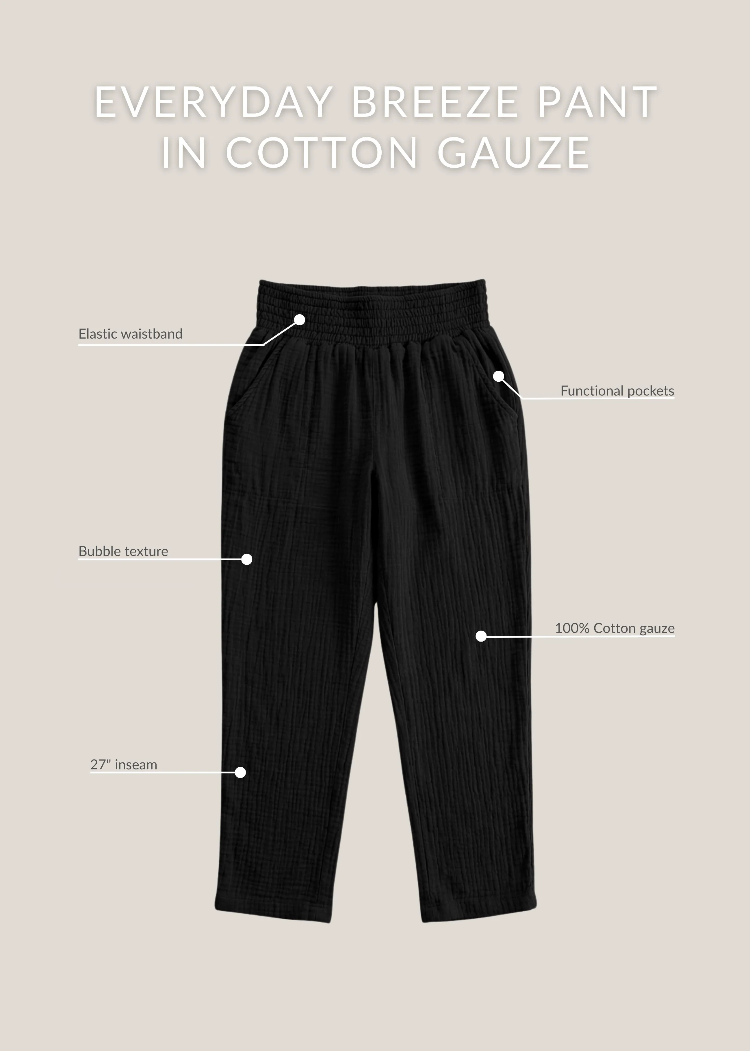 Everyday Breeze Pant in Cotton Gauze - Image 3