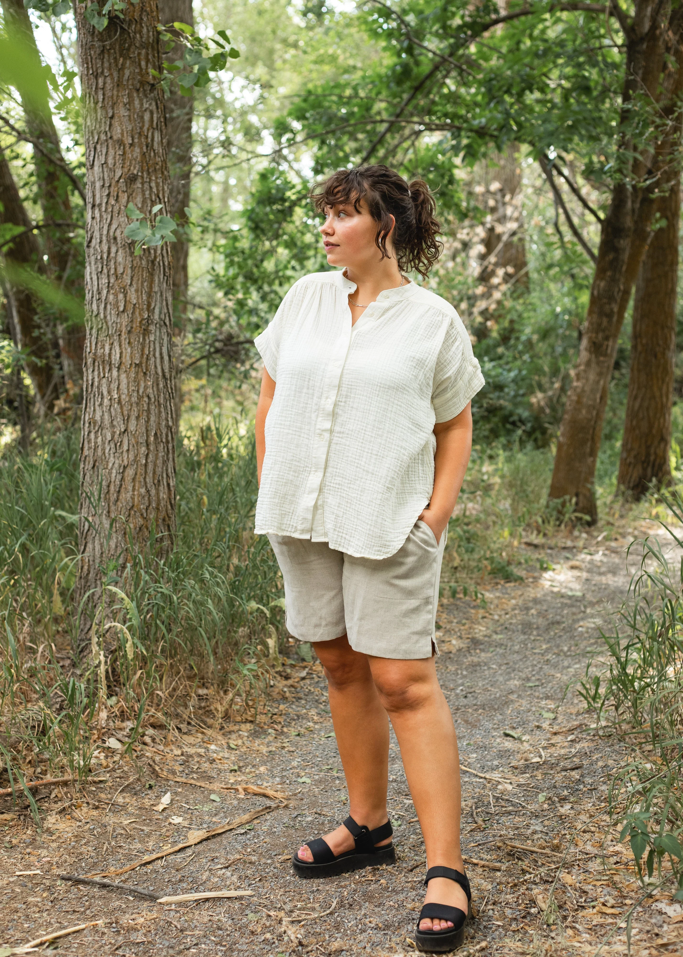 Button Down Top in Cotton Gauze - Image 8