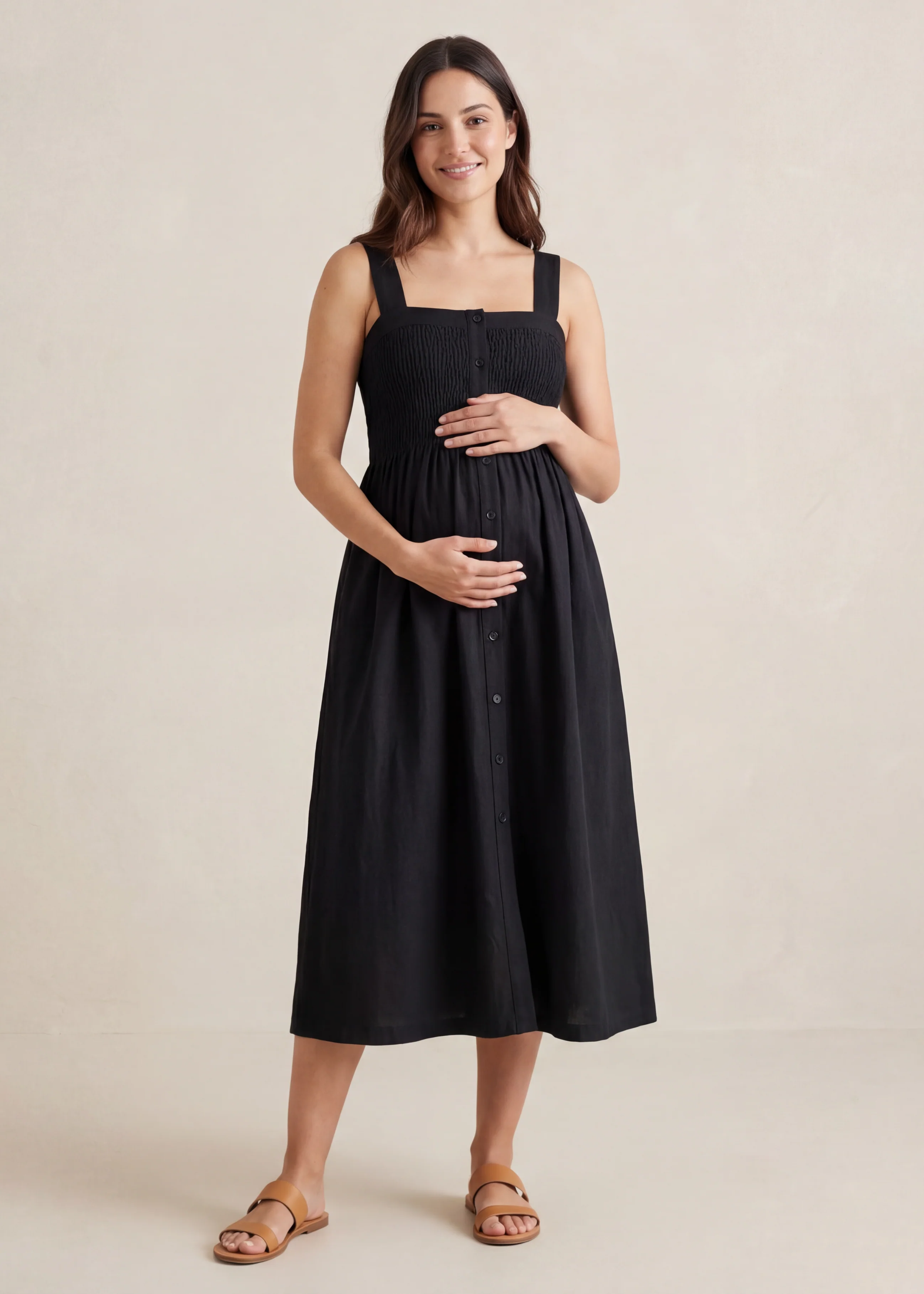 Juliette Strap Nursing Dress in Cotton/Linen - Image 10