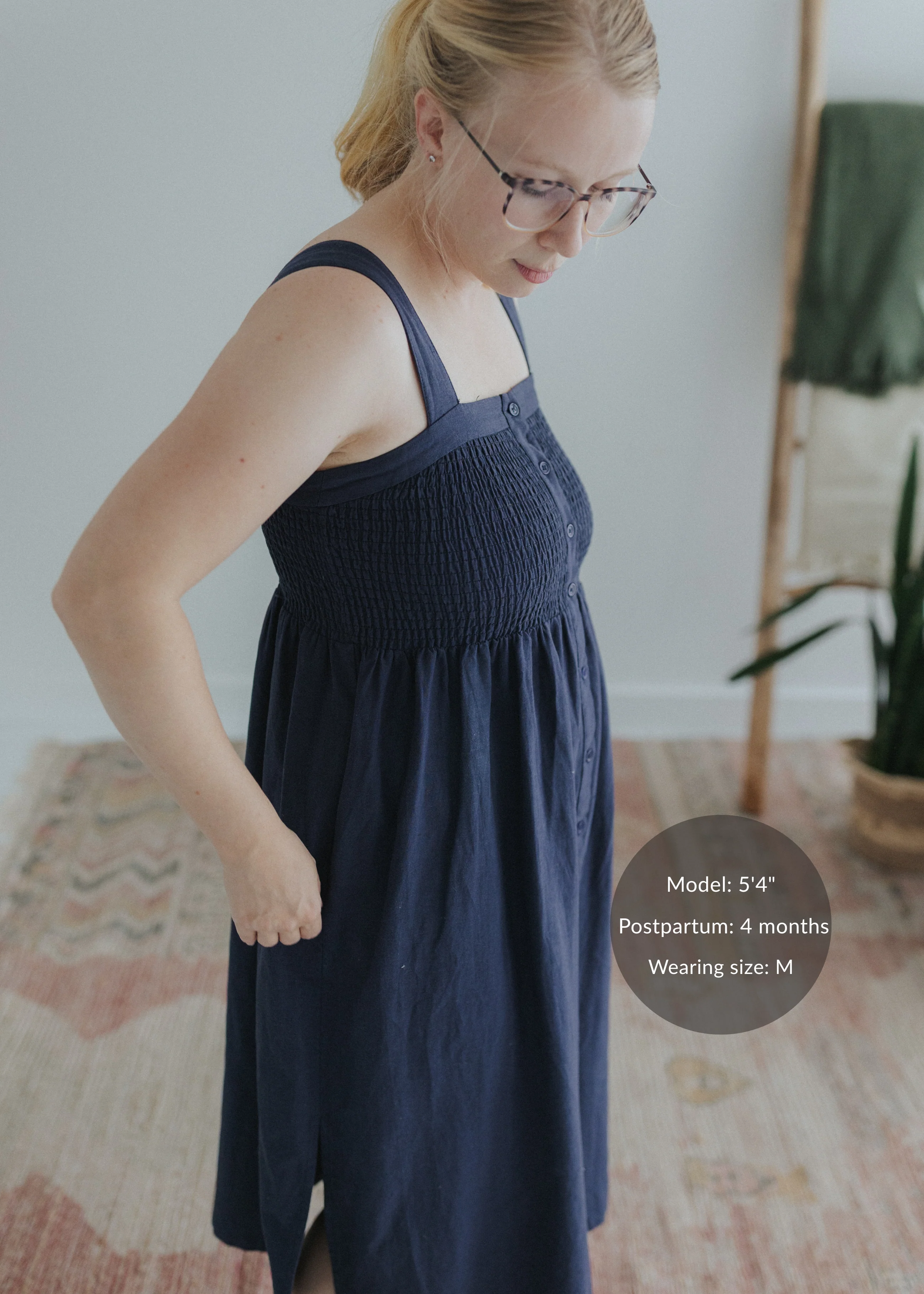 Juliette Strap Nursing Dress in Cotton/Linen - Image 4