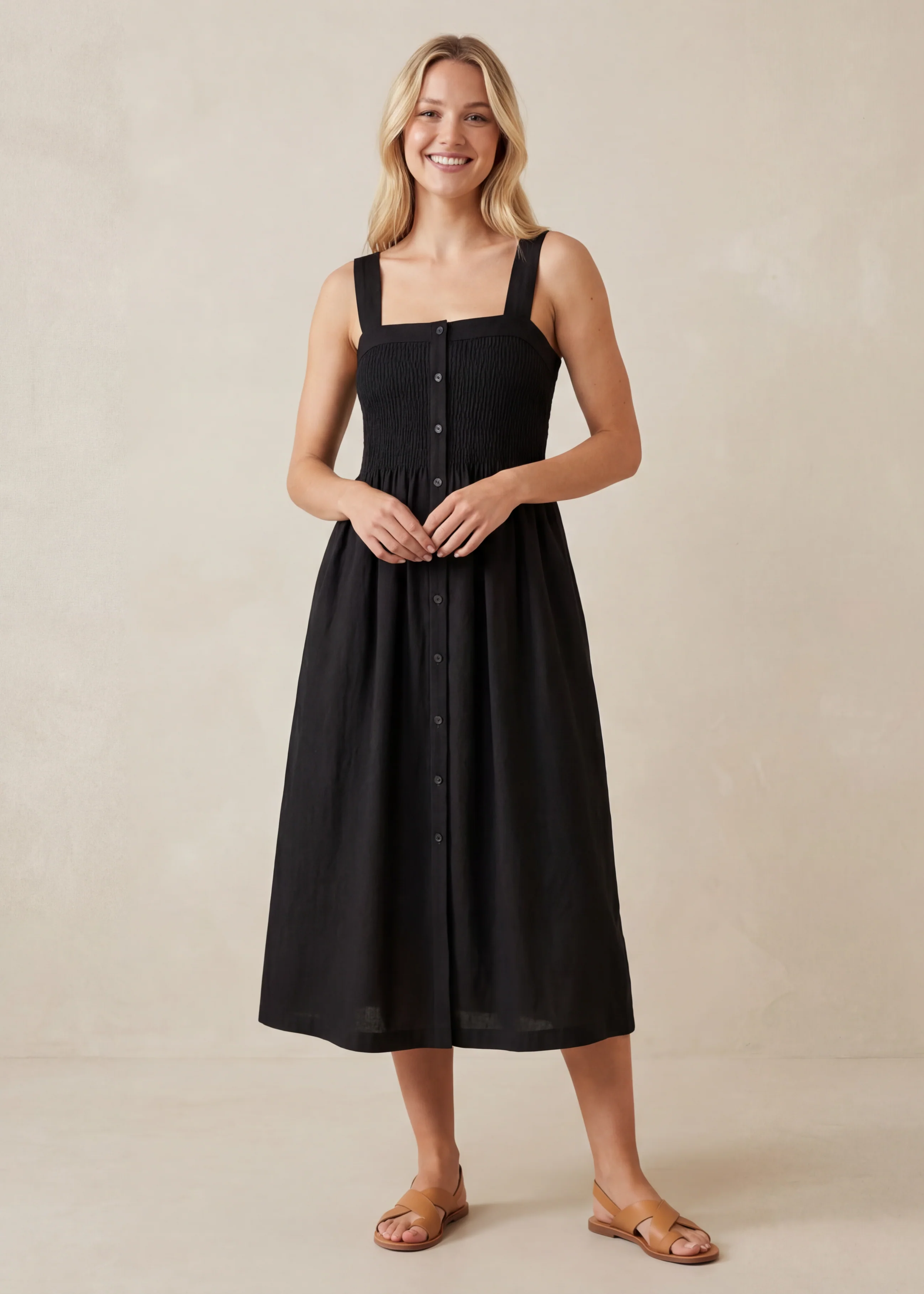 Juliette Strap Nursing Dress in Cotton/Linen - Image 7