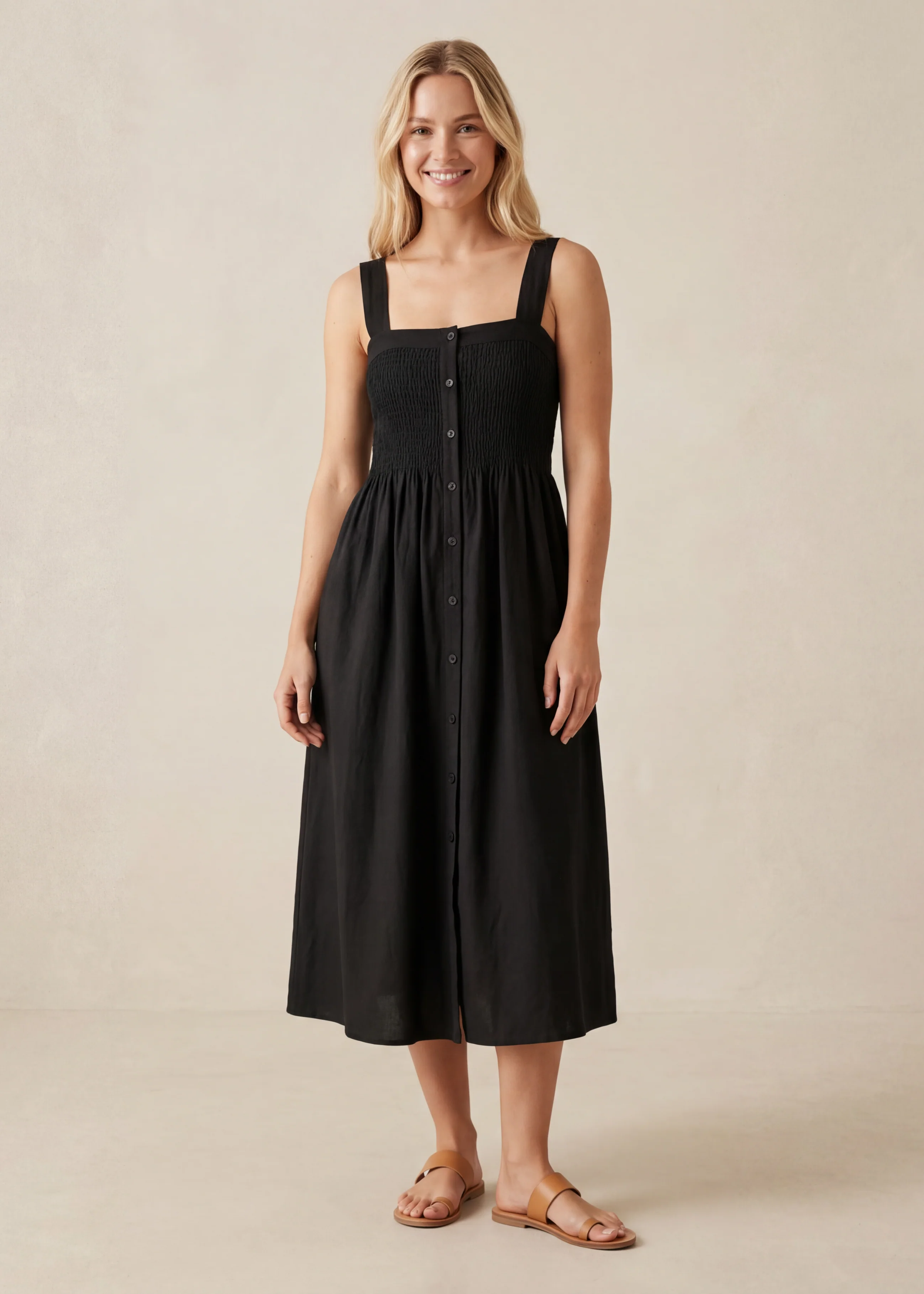 Juliette Strap Nursing Dress in Cotton/Linen - Image 8