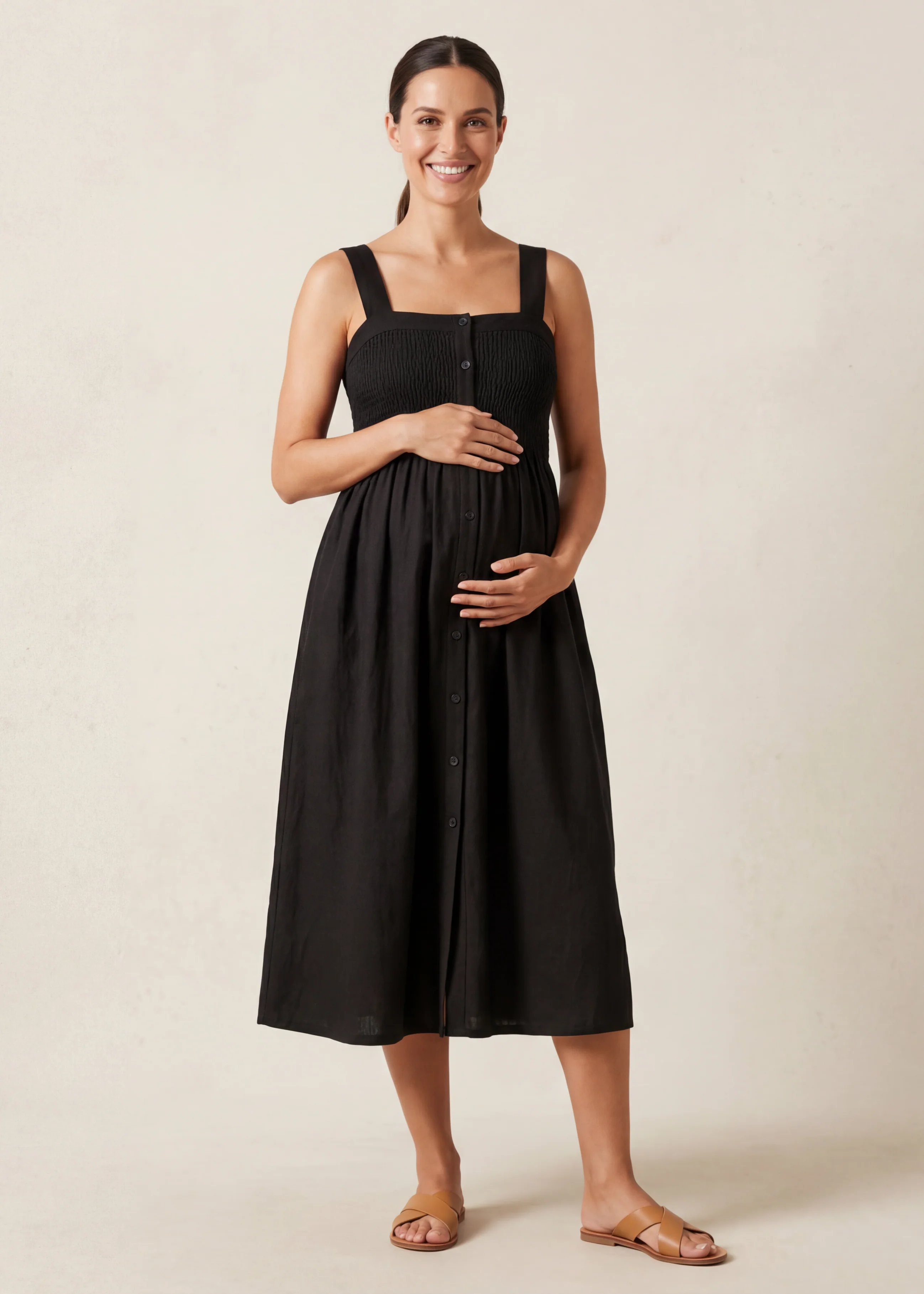 Juliette Strap Nursing Dress in Cotton/Linen - Image 9