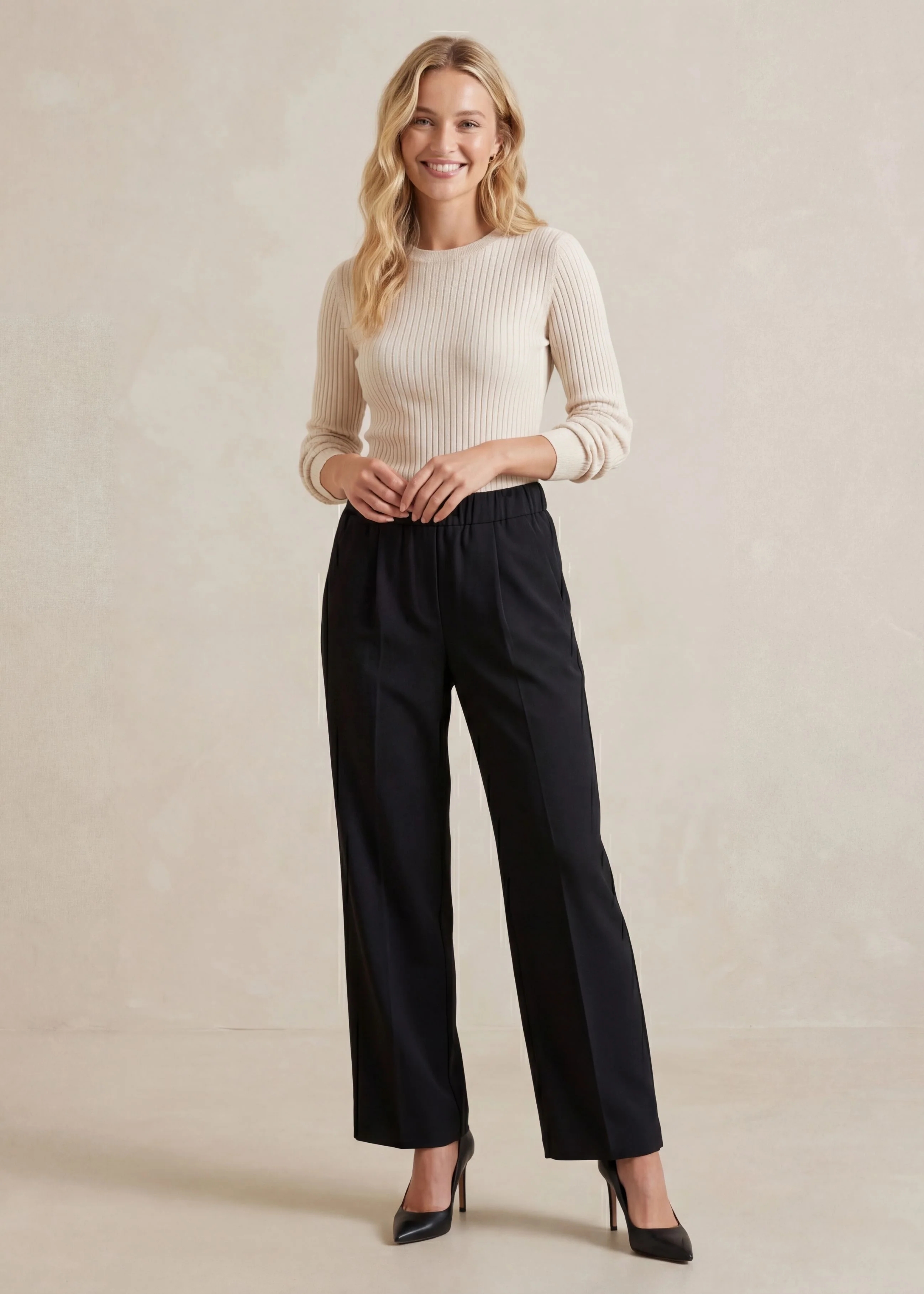 Adjustable Waistband Flex Trouser in Cotton/Wool - Image 3