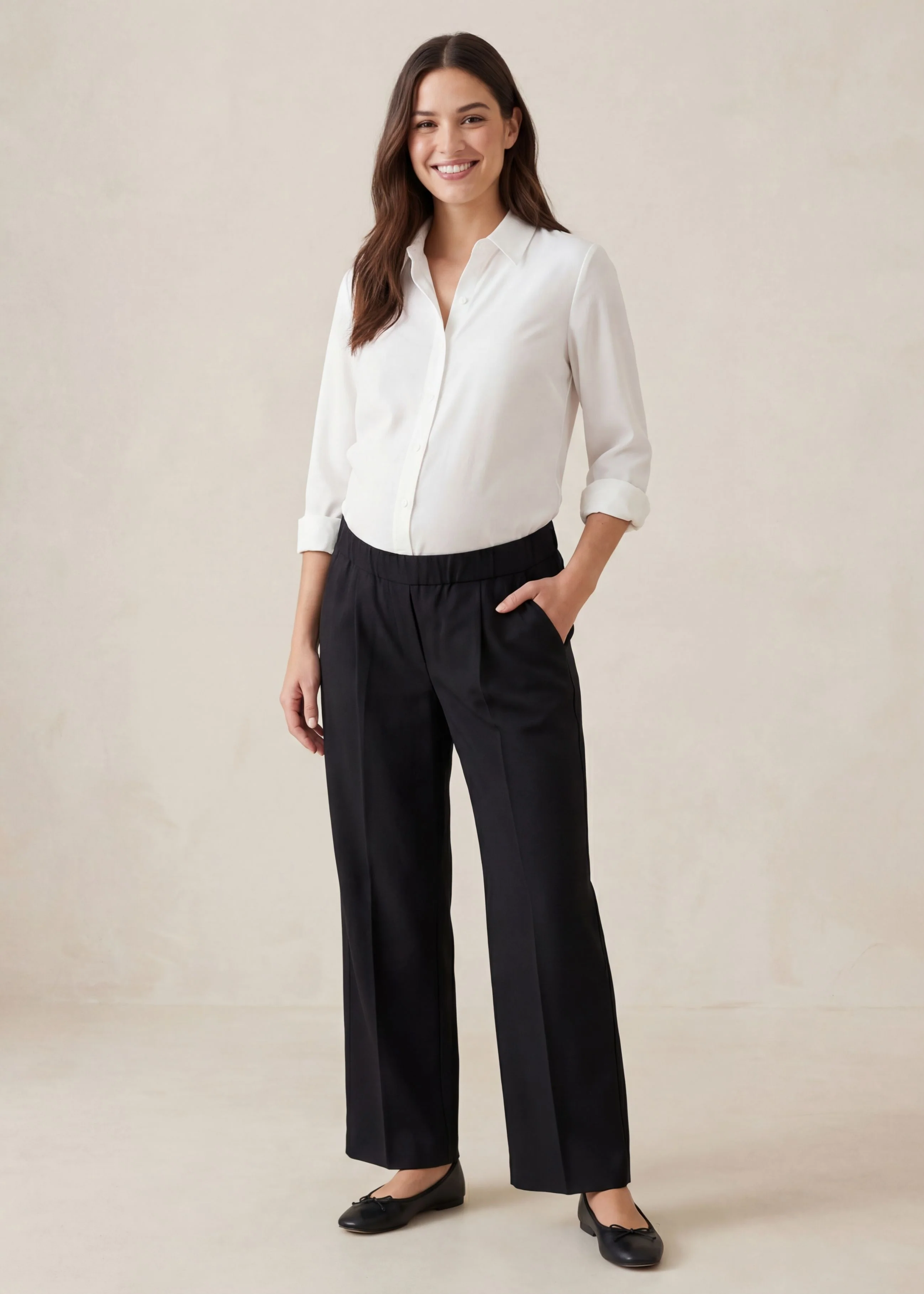 Adjustable Waistband Flex Trouser in Cotton/Wool - Image 4