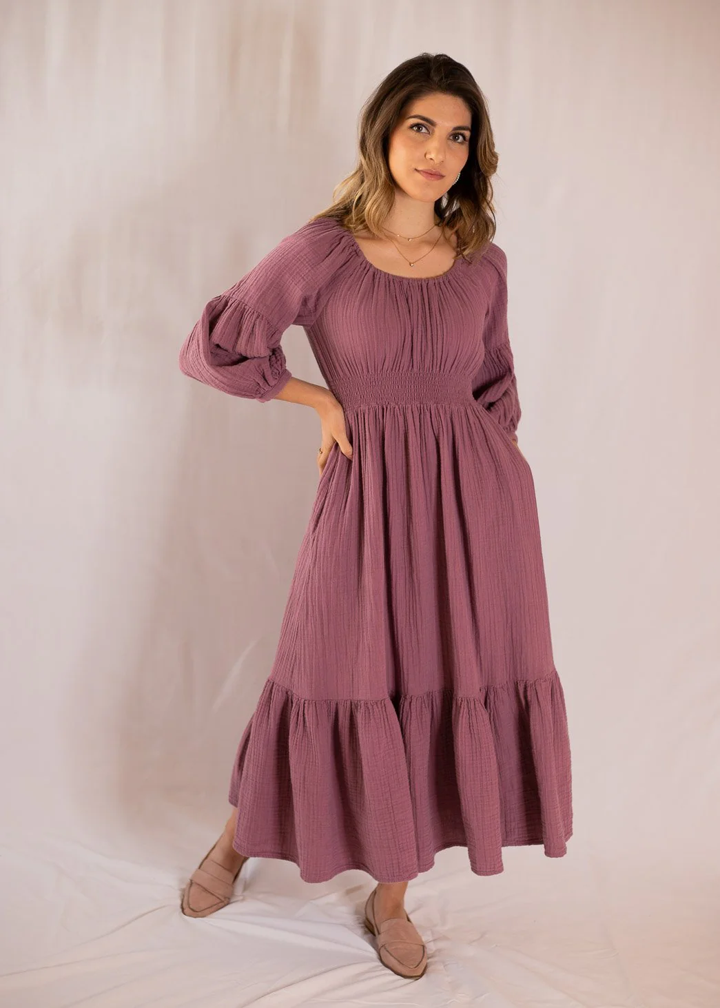 Eliza Maternity and Nursing Dress in Cotton Gauze - Image 3