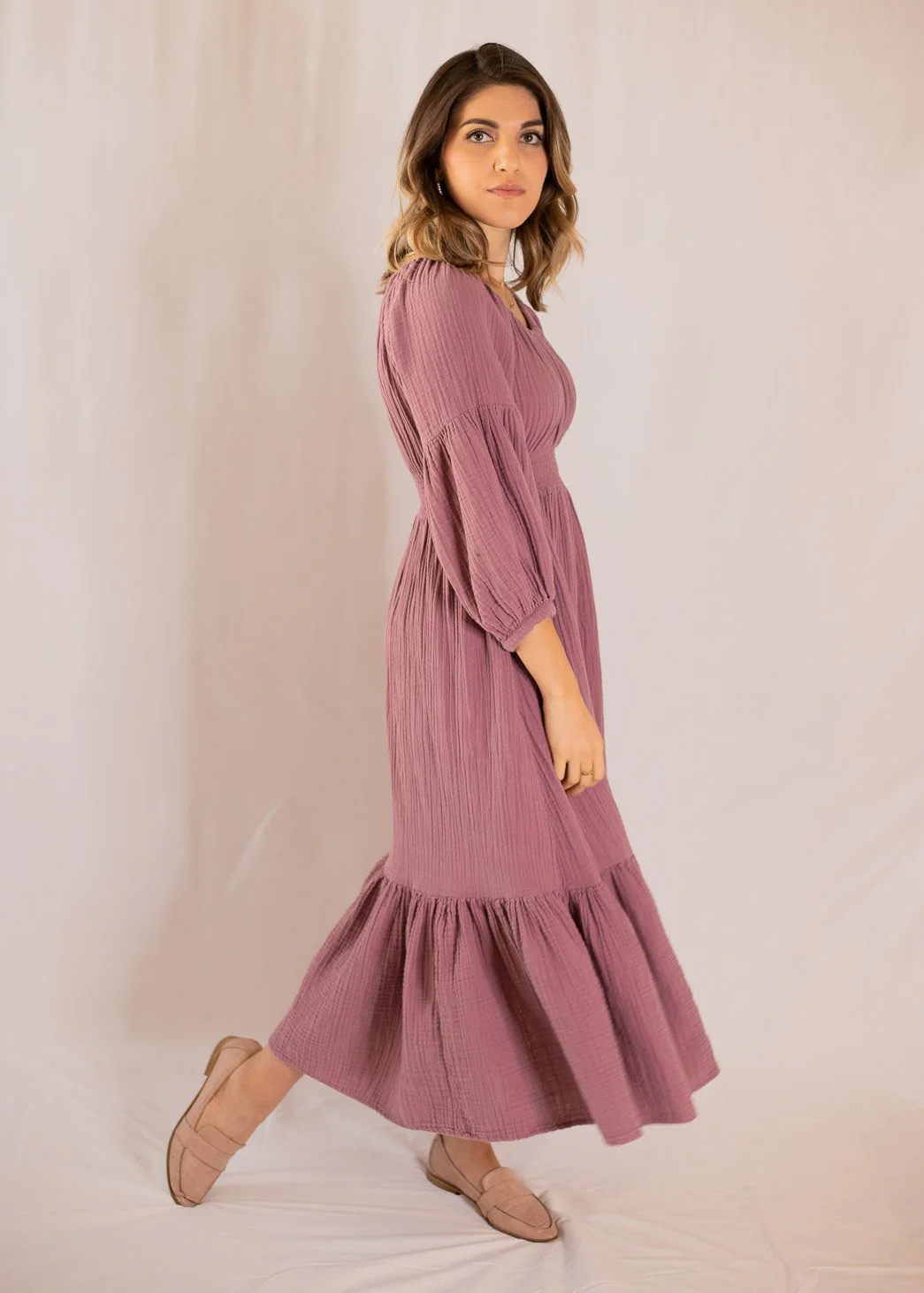 Eliza Maternity and Nursing Dress in Cotton Gauze - Image 5
