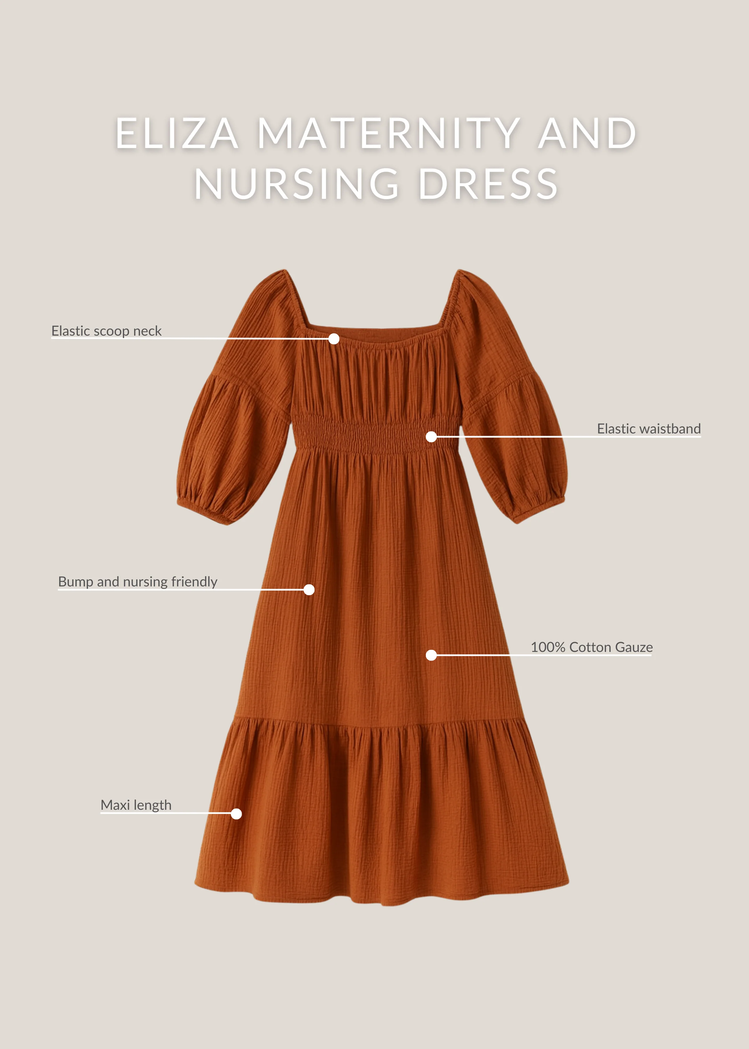 Eliza Maternity and Nursing Dress in Cotton Gauze - Image 8