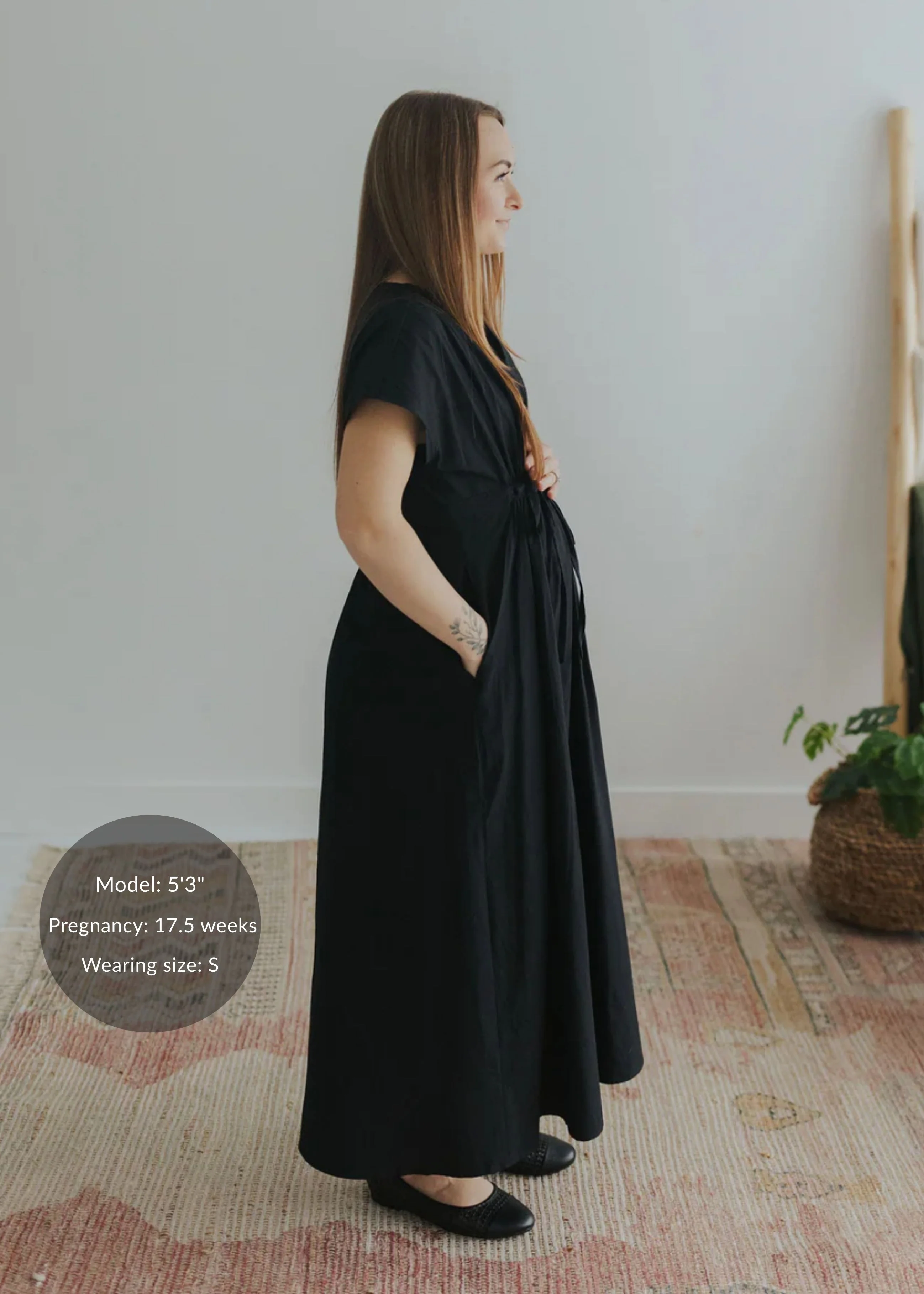 Transitional Waist Gathered Dress in Cotton Poplin - Image 4