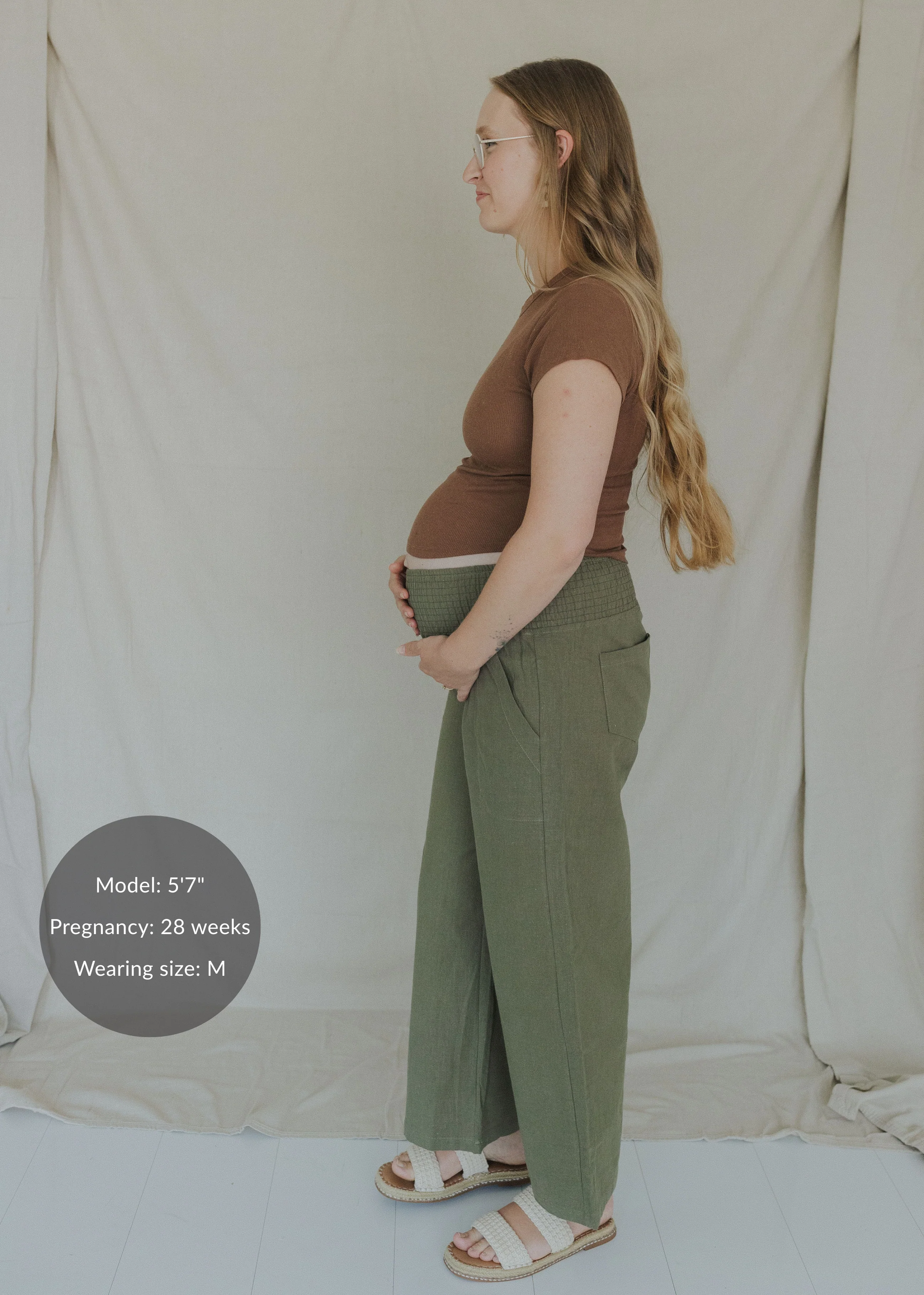 Wide Leg Everyday Transitional Smocked Linen Pant - Image 4